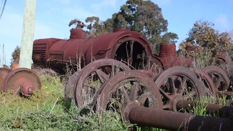 Railway graveyard Stock Footage 79173999