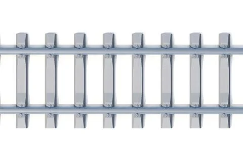 Railway horizontal top view on white background. 3d illustration Stock Illustration