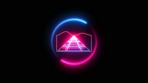 Railway icon.  Elements of web in neon style icons. Stock Footage 208894634