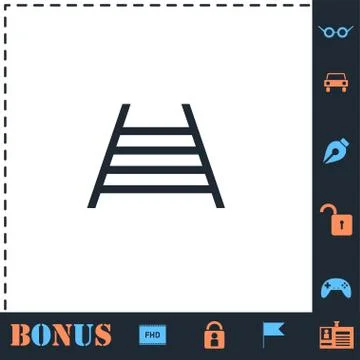 Railway icon flat Stock Illustration
