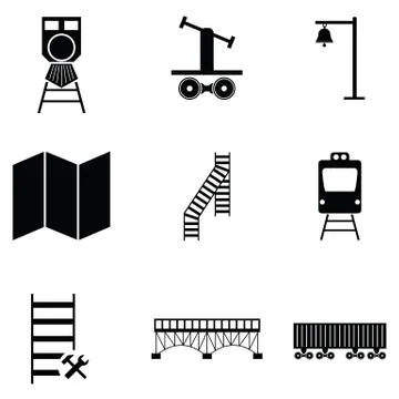Railway icon set Stock Illustration