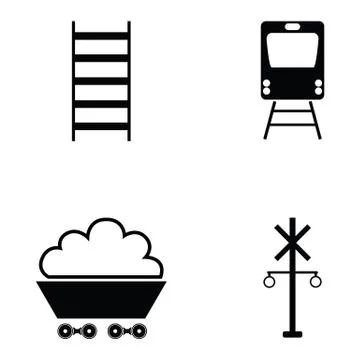 Railway icon set Illustrazione stock