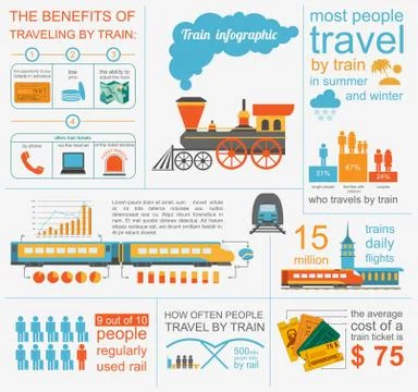 Railway infographic. Set elements for creating your own infographics Stock Illustration