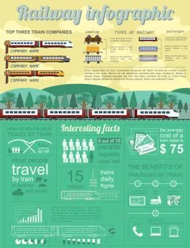 Railway infographic. Set elements for creating your own infographics Stock Illustration