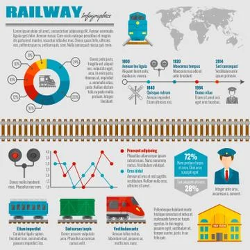 Railway Infographic Set Stockillustratie
