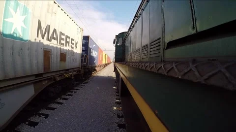 Railway journey from the side view Vidéo 44324649