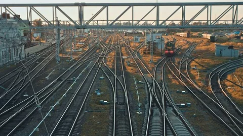 Railway junction landscape Stock-Footage 84076297