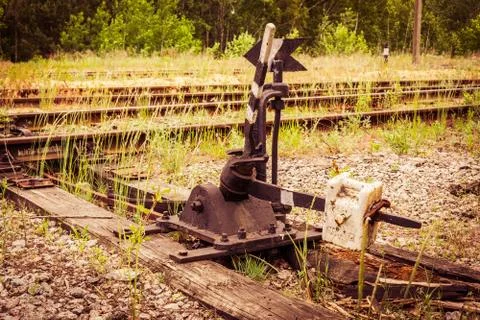 Railway junction switch Stock Photos