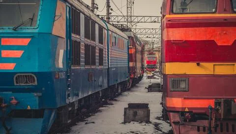 Railway Junction in Winter Stock Photos