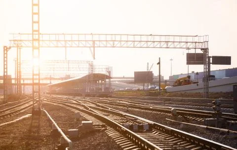 Railway junctions with switch Stock Photos