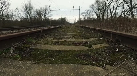 Railway lines during cloudy day Video stock 61088573