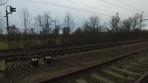 Railway lines during cloudy day Stock Footage 61088654