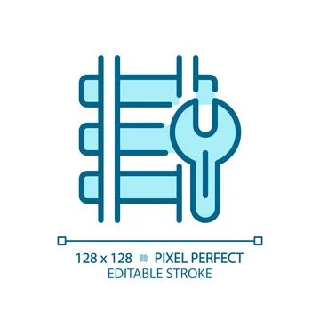 Railway maintenance pixel perfect blue RGB color icon Stock Illustration
