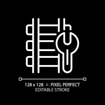 Railway maintenance pixel perfect white linear icon for dark theme Stock Illustration