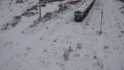 Railway marshalling yard on a cloudy winter day Stock Footage 100122351