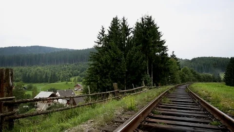 Railway in the mountains Stock Footage 71615555