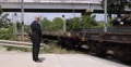 Railway Official Inspector Check Route Transportation Wait Passing Goods Train 4k or 4k+ Resolution