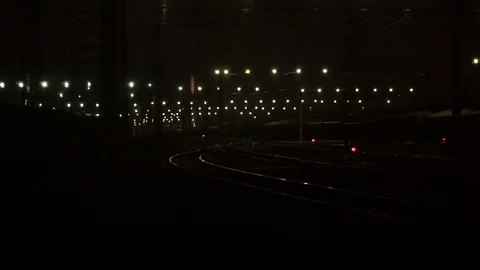 Railway paths at night Stock-Footage 103044744