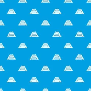 Railway pattern vector seamless blue Stock Illustration