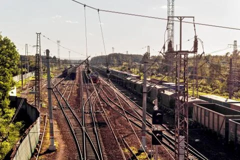 Railway in perspective Stock Photos