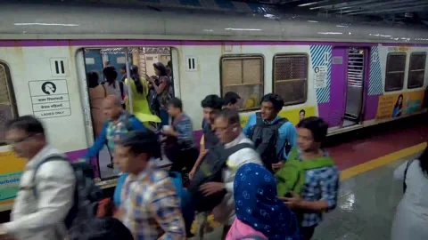 Railway Platform packed with people. Time lapse. Stock Footage 251551457