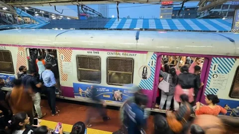 Railway Platform packed with people. Time lapse. Stock Footage 251551458