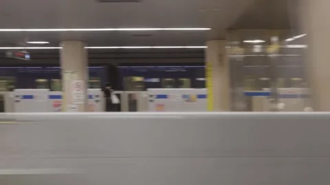 Railway Platform Rushes Past in Motion Blur From Moving Train Vídeos de archivo 346881192