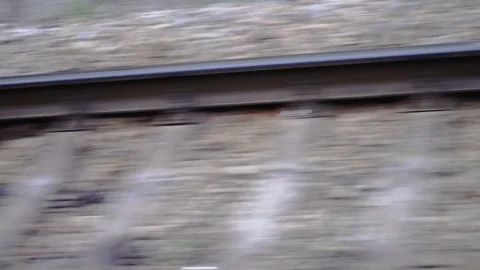 Railway rails. View from the train window Stock Footage 99682837