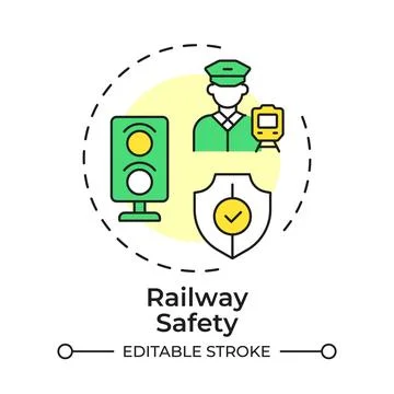 Railway safety flat linear concept icon 库存插图