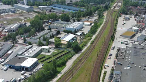Railway Segment Through an Industrial Zone Video stock 297093049