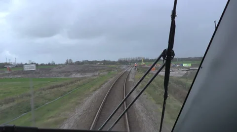 Railway shot from driver cabin in train Stock Footage 34497348