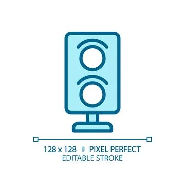 Railway signalling pixel perfect blue RGB color icon Stock Illustration