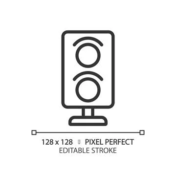 Railway signalling pixel perfect linear icon Stock Illustration