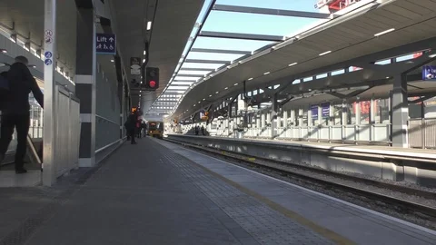 Railway station. Arrival of the train. Stock Footage 83389973