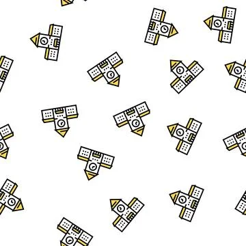 Railway station building with clock vector seamless pattern Ilustración de archivo