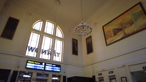 Railway station building interior Stock Footage 289826900
