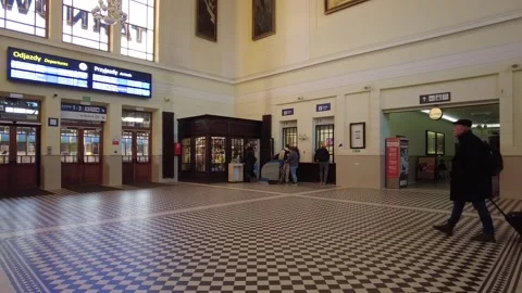 Railway station building interior Stock Footage 289826923