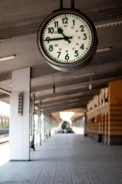 Railway station clock Stock Photos