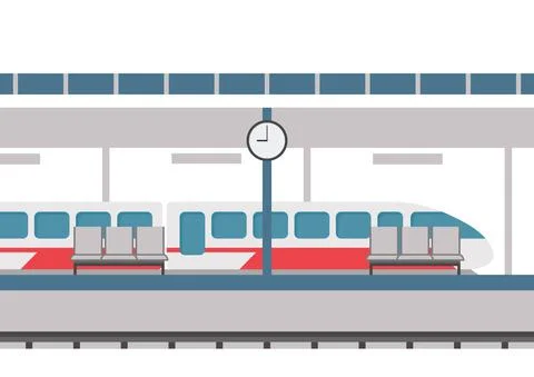 Railway station in flat style Stock Illustration