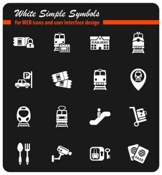 Railway station icon set Stock Illustration