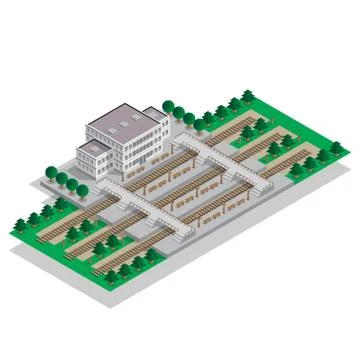 Railway Station. Stock Illustration