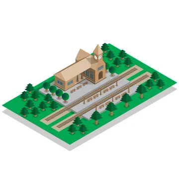 Railway Station. Stock Illustration