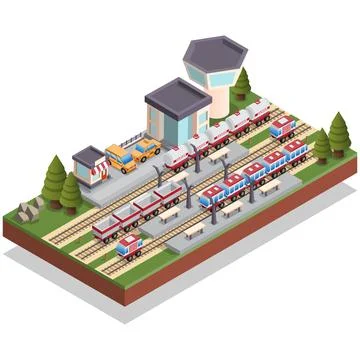 Railway Station. Stock Illustration