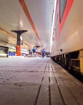 Railway station platform from different angle at day 스톡 사진