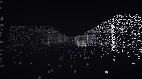 Railway station platform edge monochrome white point cloud gauge clearance Vidéo 343119957