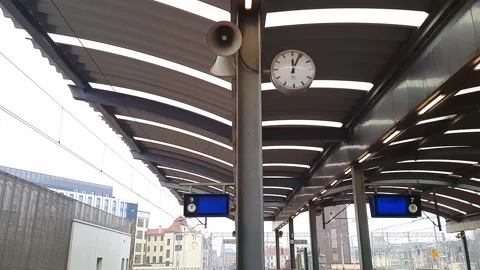 Railway station platform. Stock Footage 257807366