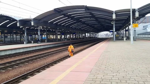 Railway station platform. Stock Footage 258851890
