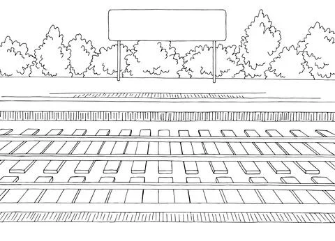 Railway station platform graphic train sketch illustration vector Stock-Illustration
