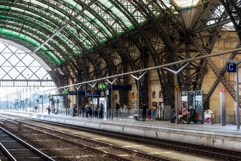 Railway station platform. Stock Photos
