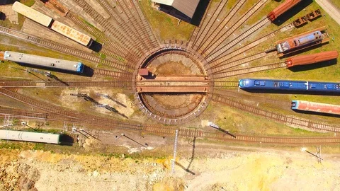 Railway station with trains. Stock Footage 107071098
